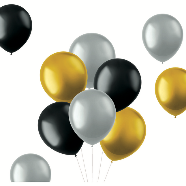 Balony kolorowe Czarne Złote Srebrne Metaliczne 33cm 50szt