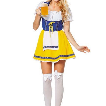 Sukienka Dirndl Oktoberfest żółto-niebieska