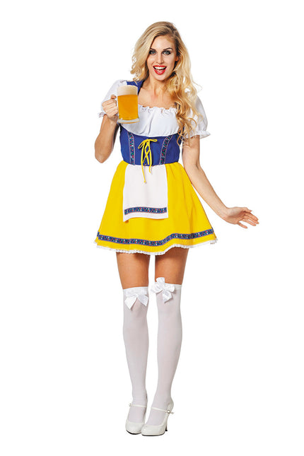 Sukienka Dirndl Oktoberfest żółto-niebieska