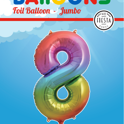 Balon foliowy cyfra 8 Rainbow XL 86 cm pusty