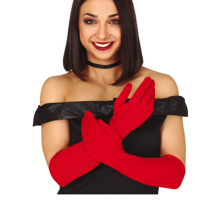 Rękawiczki na Halloween czerwone 45 cm
