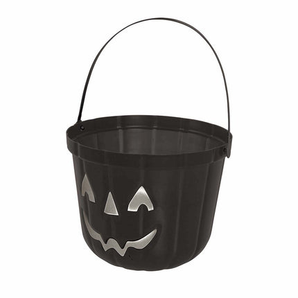 Czarne wiaderko na cukierki na Halloween Dynia 20 cm