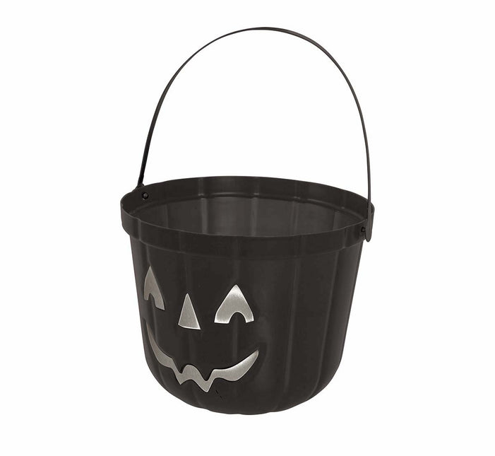 Czarne wiaderko na cukierki na Halloween Dynia 20 cm