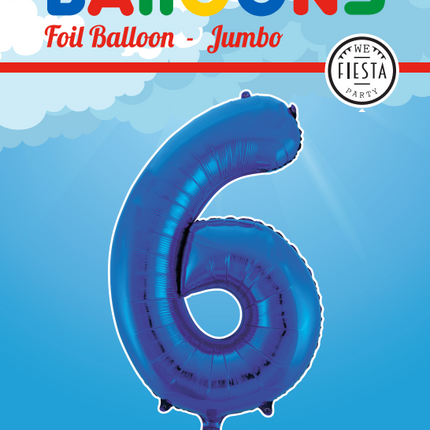 Balon foliowy Figurka 6 Niebieski XL 86cm pusty