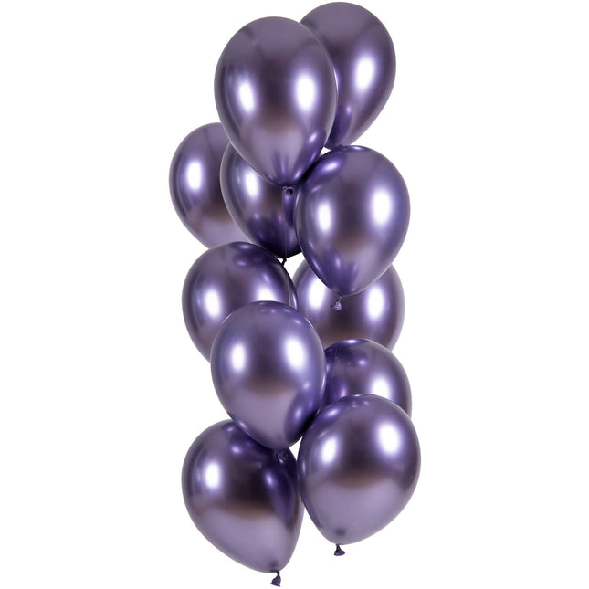 Balony fioletowe chrom 33cm 12szt