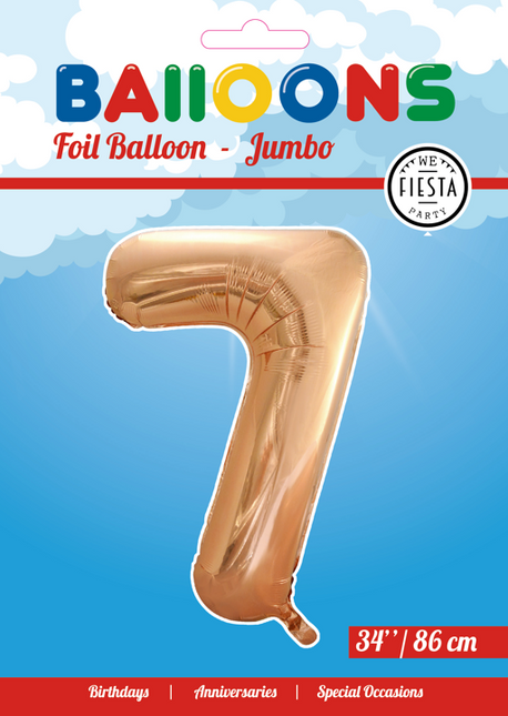 Balon foliowy Figurka 7 Rose Gold XL 86cm pusty