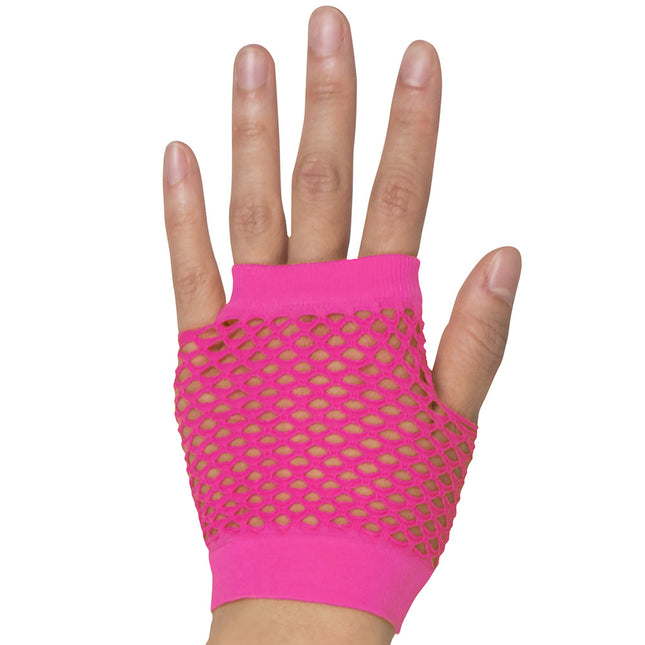 Rękawiczki Fishnet Neon Pink