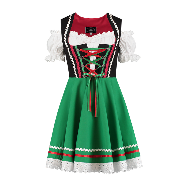 Dirndl 2-dlg.czarna/zielona, bluzka Carmen