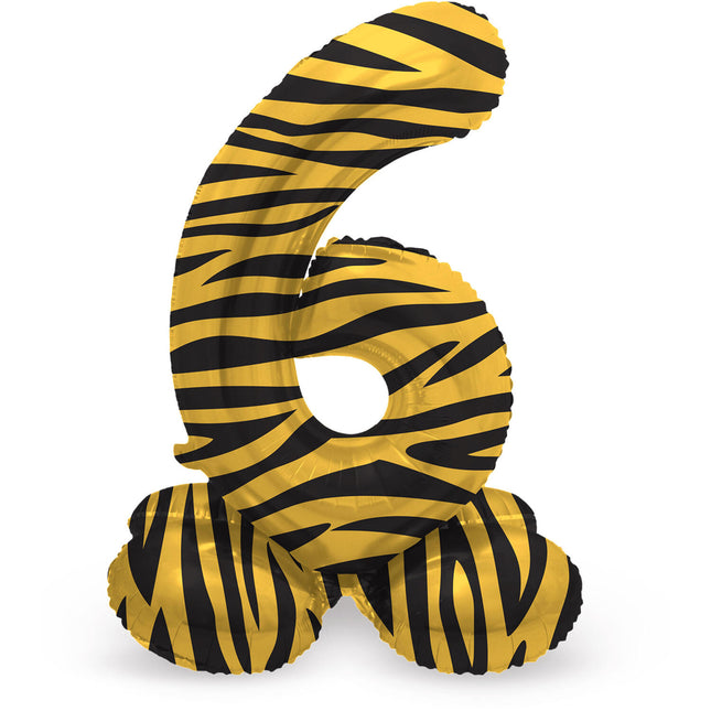 Balon cyfra 6 lat Tygrys ze standardowym pustym 41cm