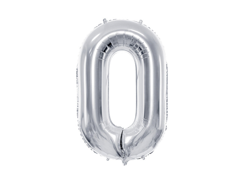 Balon foliowy cyfra 0, 72 cm, srebrny