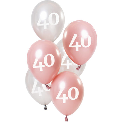 Balony 40 lat różowe 23cm 6szt