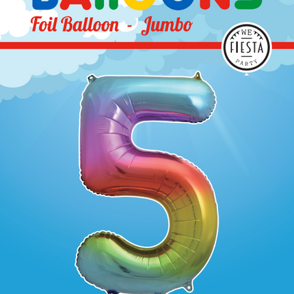 Balon foliowy Figurka 5 Rainbow XL 86cm pusty