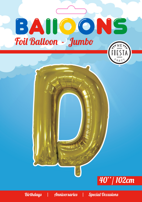 Balon foliowy litera D złoty XL 102cm pusty