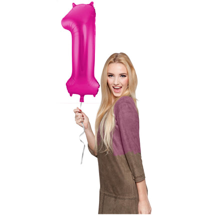 Balon foliowy Figurka 1 fuksja metalik XL 86 cm pusty