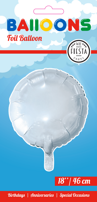 Balon helowy okrągły biały 46 cm pusty