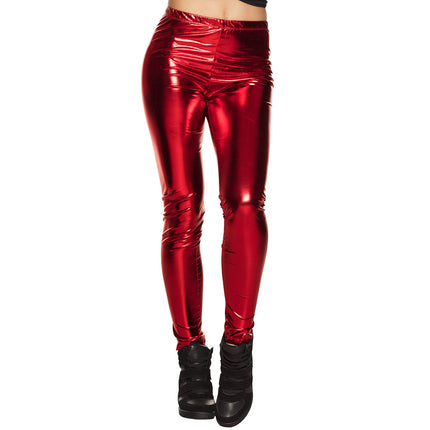 Czerwone legginsy metaliczne