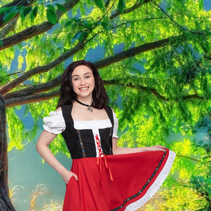 Oktoberfest Dirndl Dress Oktoberfest Black Red Ladies