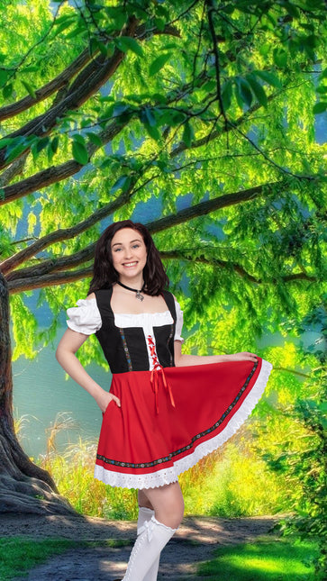 Oktoberfest Dirndl Dress Oktoberfest Black Red Ladies