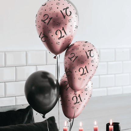 Balony Happy Birthday Rose Black 30cm 8szt