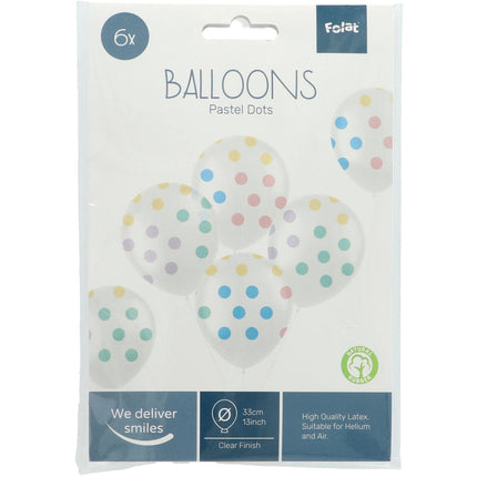 Balony w kropki kolorowe 33cm 6szt