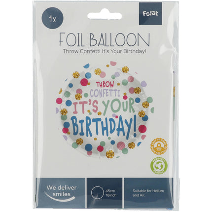 Urodzinowy balon helowy z konfetti pusty 45 cm