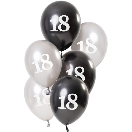 Balony 18 lat czarne 23cm 6szt