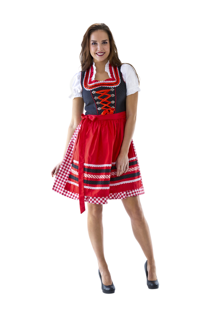 Czerwono biała sukienka Dirndl Oktoberfest Ladies w kratkę