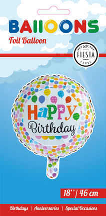 Balon helowy Happy Birthday Dots Dekoracja 45cm pusty