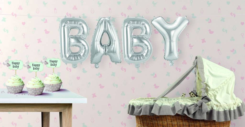 Zestaw balonów urodzinowych z literkami Baby 36 cm