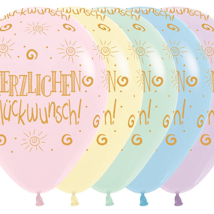 Balony Herzlichen Gluckwunsch Pastel Matte Mix 30cm 25szt