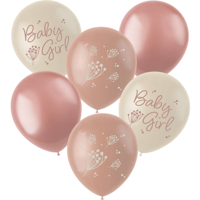 Balony porodowe Babygirl 33cm 6szt