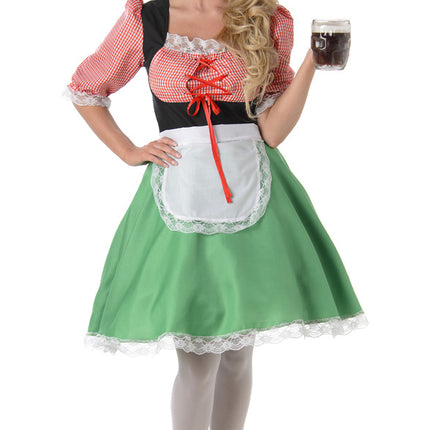 Sukienka Dirndl Oktoberfest Czerwony Zielony