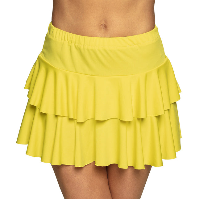 Żółta mini spódniczka z falbanami