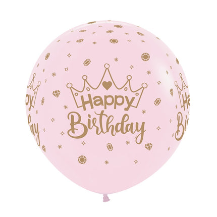 Balony Happy Birthday Korony Pastel Matte Pink 61cm 3szt.