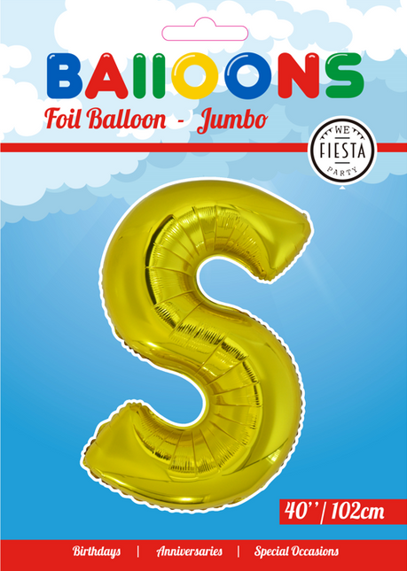 Balon foliowy litera S złoty XL 102cm pusty