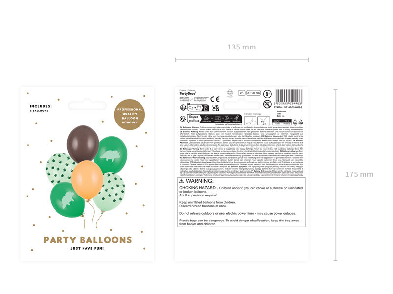 Balony dinozaury zielone 30cm 6szt