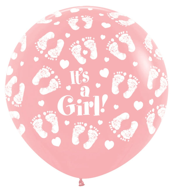 Balony It's a Girl Footprint Pink 91cm 2szt.