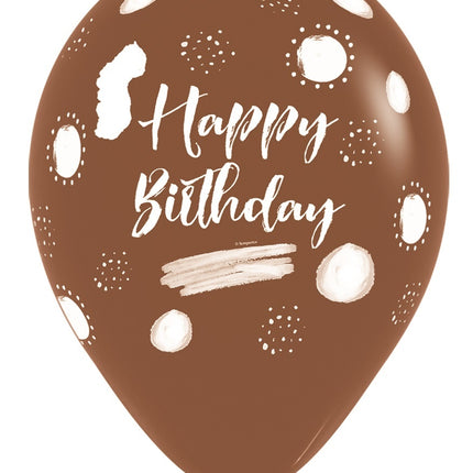 Balony Happy Birthday Terra Natural Mix 30cm 25szt