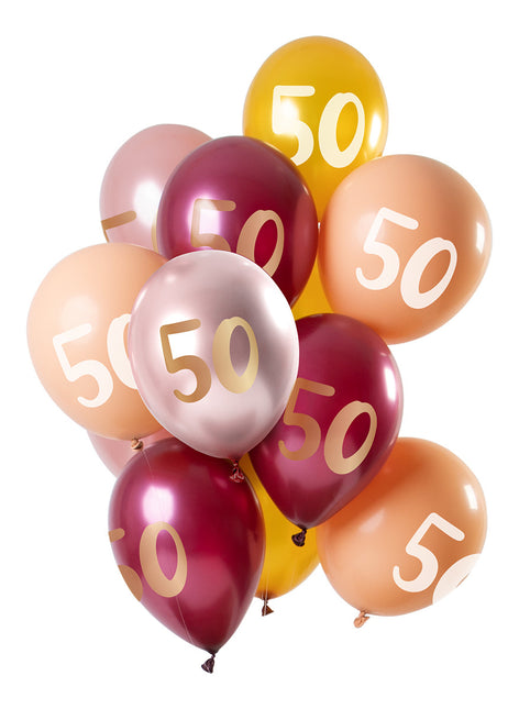 Balony 50 lat różowe 30cm 12szt