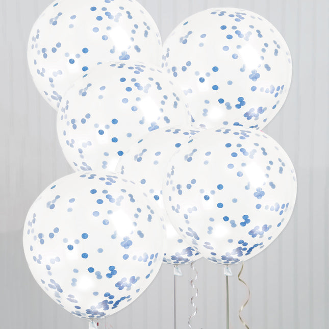 Balony konfetti niebieskie 30cm 6szt