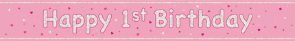 Baner Happy 1st Birthday Jasnoróżowy 2,74 m