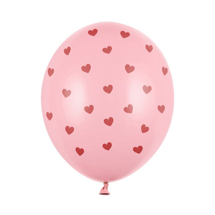 Balony różowe czerwone serca 30cm 6szt