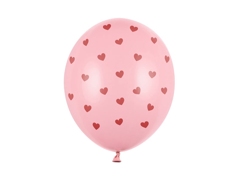 Balony różowe czerwone serca 30cm 6szt