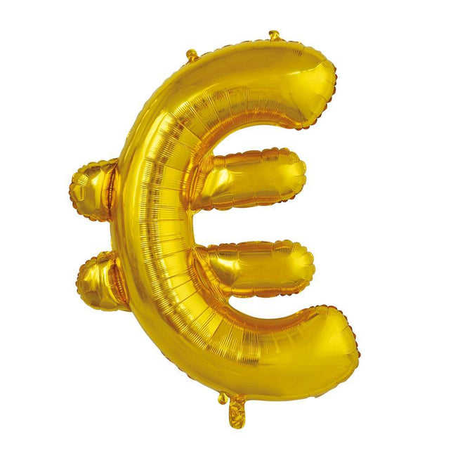 Balon foliowy euro znak złoty XL 102cm pusty
