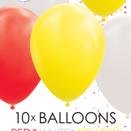 Balony czerwone białe żółte 30cm 10szt