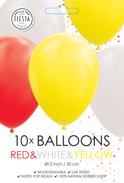 Balony czerwone białe żółte 30cm 10szt