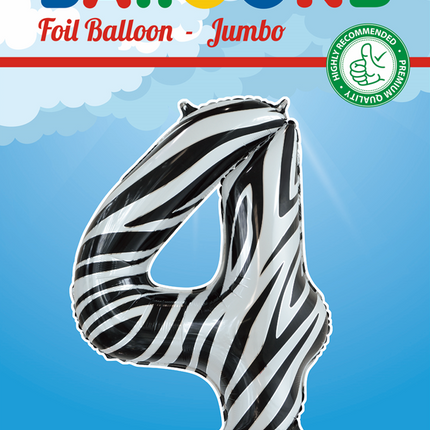 Balon foliowy Figurka 4 Zebra XL 86cm pusty