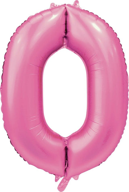 Różowy balon z cyfrą 0 Rok Połysk 86 cm