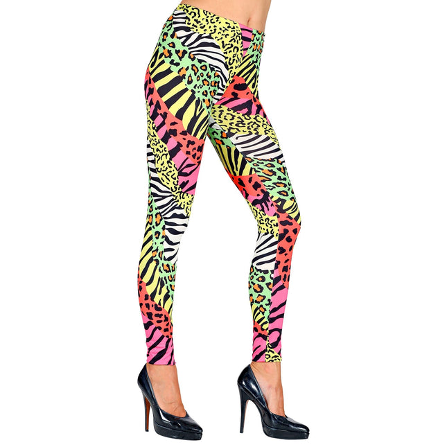 Legginsy damskie w kolorze neonowym 80S