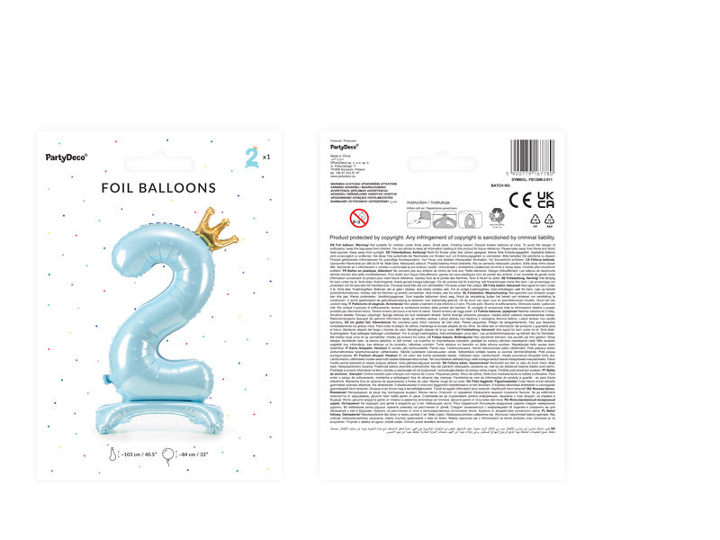 Balon foliowy figura 2 jasnoniebieski standardowy pusty 84 cm